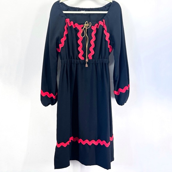 Rare Vintage 70s Gunne Sax Black Label Peasant Midi Dress Rick Rack Boho  Prairie